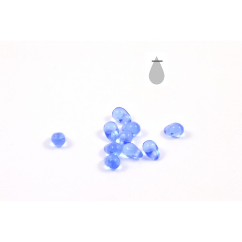 Goutte de verre 4x6mm bleu pâle transparent (paquet de 25)*